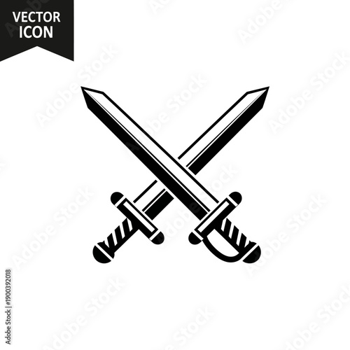 Two crossed swords vector icon.