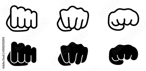  拳を正面から描いたグーハンドサイン｜パワー・決意・応援を象徴するアイコンデザイン