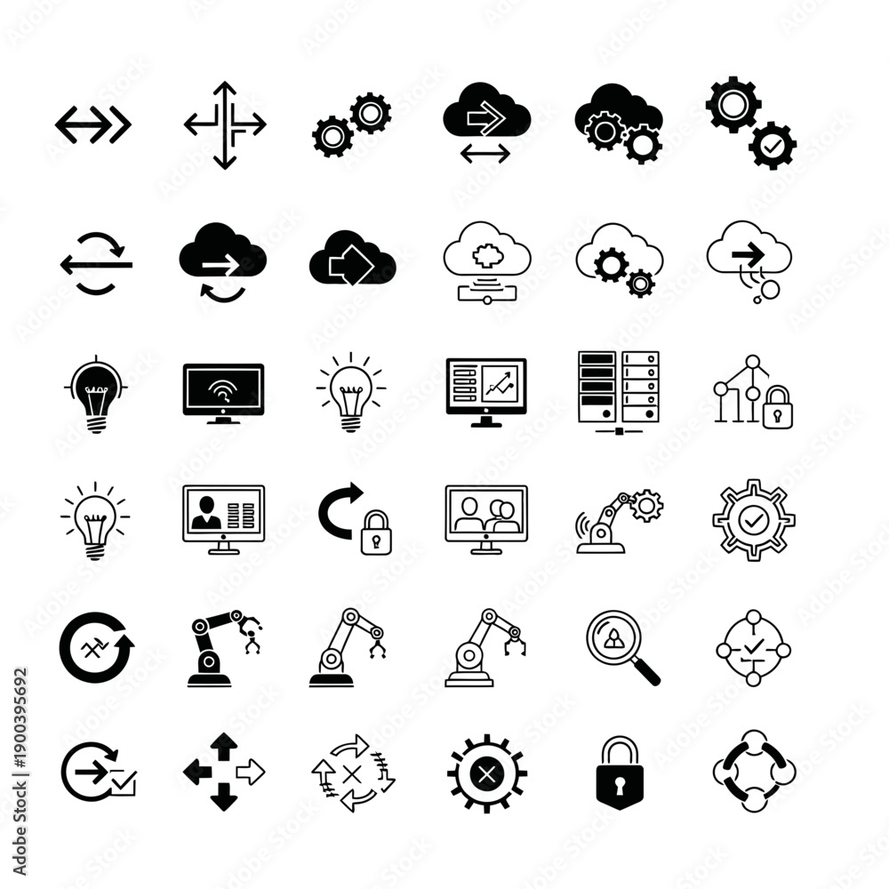 Fototapeta premium Cloud Computing and Automation Icons
