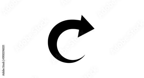 Black curved arrow rotation symbol icon.