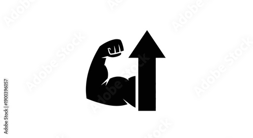 Black flexed arm with arrow icon.