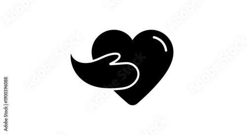 Black heart with bird icon symbol.