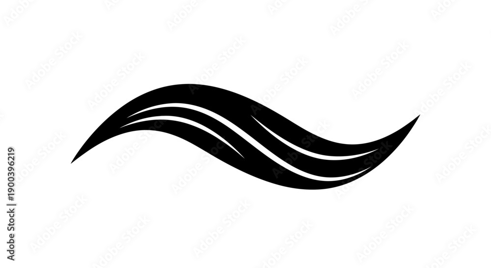 Naklejka premium Black wavy line graphic design element.
