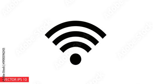 Black WiFi symbol on white background.