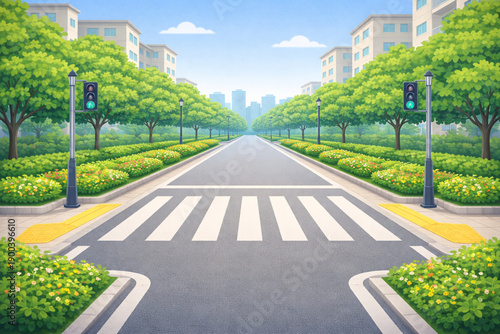 Modern apartment complex illustration with residential interiors, community facilities, and outdoor shared spaces