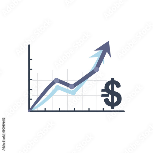 Financial Growth Chart Upward Arrow with Dollar Sign - Business Success Concept