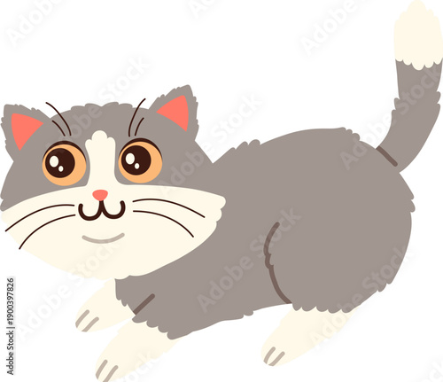 Obraz na plátně Cute Kawaii Selkirk Rex Cat Cartoon