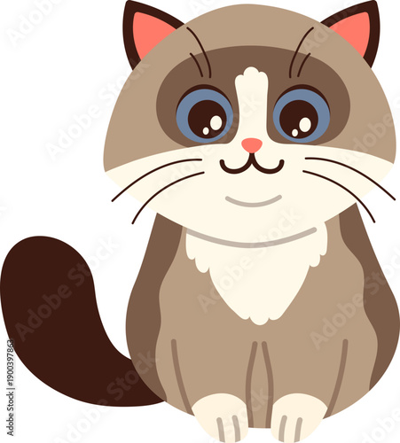 Cute Kawaii Snowshoe Cat Cartoon
