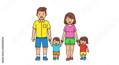 Cute cartoon fruits holding hands, including apple, banana, kiwi, grapes, strawberry, lime, watermelon, and pineapple, on a white background.