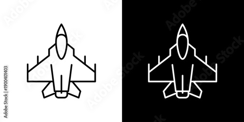 Modern Fighter Jet Icon - Sleek Military Aircraft Outline for Aviation and Defense Graphics