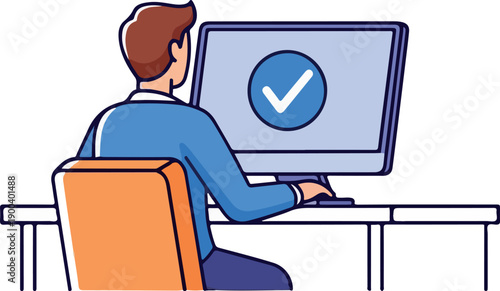 Computer System Approval Illustration isolated on transparent background