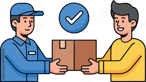 Package Approval Handover Illustration isolated on transparent background