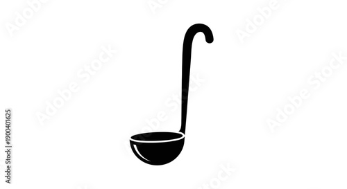 Black ladle with long handle.