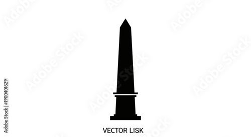 Black Obelisk Monument Vector Illustration.