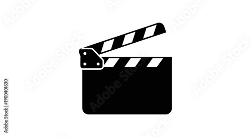 Black movie clapper board icon.