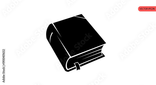 Black leather bound book closeup.