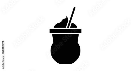 Black silhouette of a cocktail drink.