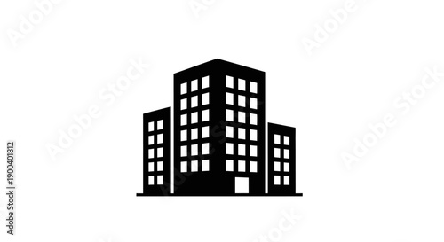 Black silhouette of office buildings.