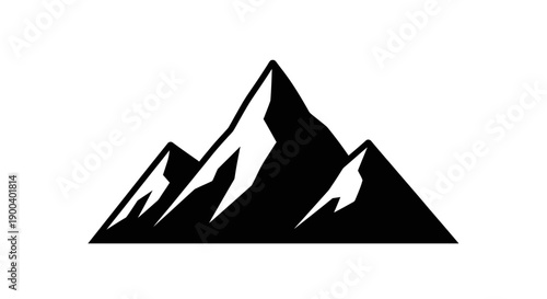 Black silhouette of mountain peaks.