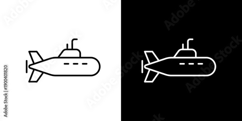 Minimalist submarine outline icon set for marine exploration projects and underwater transport concepts, ideal for modern graphic design and digital interface elements