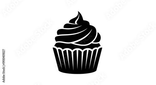 Quadro su tela Black cupcake with frosting topping sweet.
