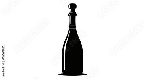 Black wine bottle with cork.