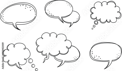 Set of hand drawn speech bubbles for comic design doodle talk balloon elements isolated on white back
