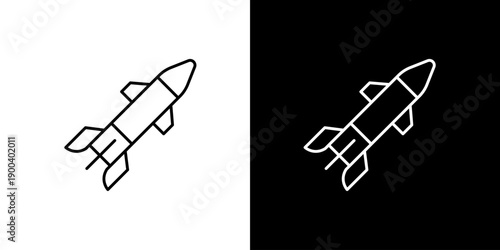 Clean line art rocket icon, symbolizing space travel, innovation, and future exploration. A modern vector graphic for digital projects and technology themes