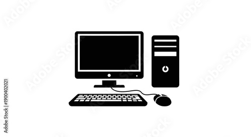 Computer desktop with keyboard mouse.