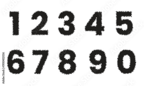Grunge Rough Texture Numbers Set 0 9 Distressed Style