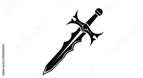 Dark fantasy sword with sharp blade.