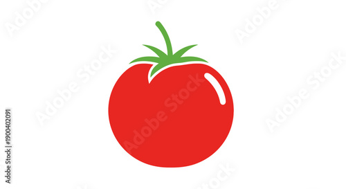 Fresh red tomato with green stem.