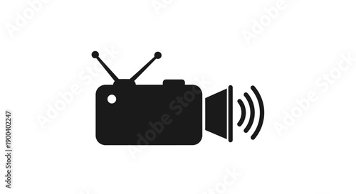 Old Television Set with Antenna.