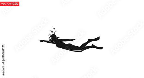 Scuba diver swimming in water.