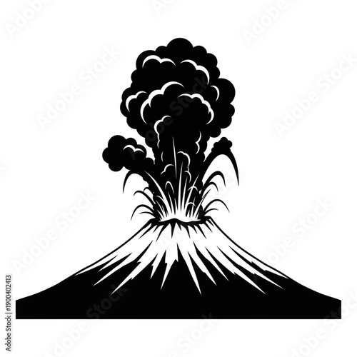 Dramatic volcanic eruption with massive smoke cloud