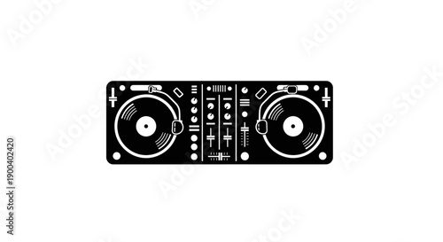 Black and white DJ mixer console.