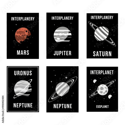 Minimalist Interplanetary Planets Poster Collection