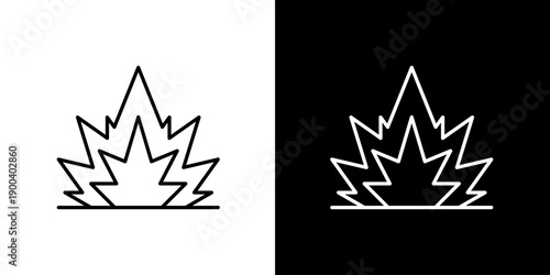 Abstract explosion or impact burst line icon representing dynamic energy and sudden event symbol on contrasting backgrounds