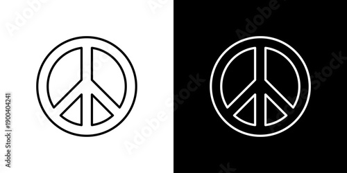 Vector graphic illustration of the universal peace symbol on a black and white background