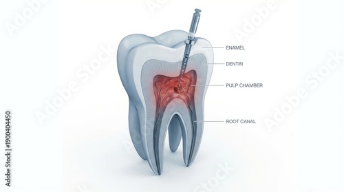 Detailed Dental Tooth Anatomy Cross Section Showing Pulp And Root