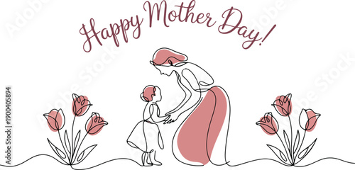 Happy Mother's Day: A Beautiful Bond in Line Art