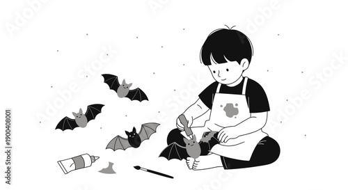 Childhood Crafting Fun With Adorable Bat Decorations And Art Supplies