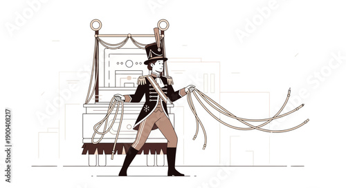 Circus Ringmaster With Whips And Elaborate Stage Background