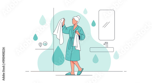 Cleanliness And Personal Hygiene Routine After Bathing In A Modern Bathroom
