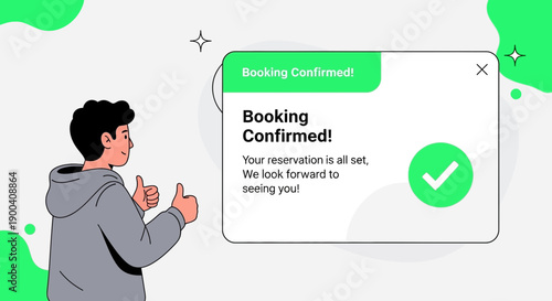 Confirmation Message With Thumbs Up From Content Person In Graphic Design Style