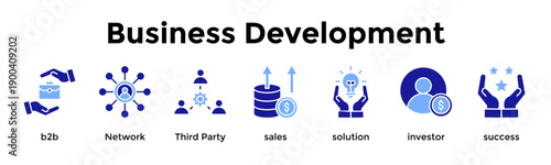 Business Development Icon Set. Containing B2B, Network, Third Party, Sales, Solution, Investor, Success