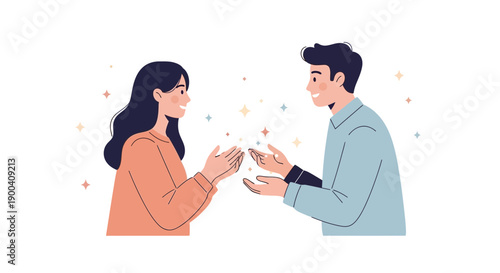 Couple Connecting With Sparkles And Positive Energy Flowing Between Them
