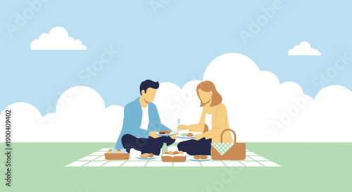 Couple Enjoys A Peaceful Outdoor Meal Together