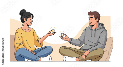 Couple Shares Shiny Coins Offering Prosperity And Financial Growth Together