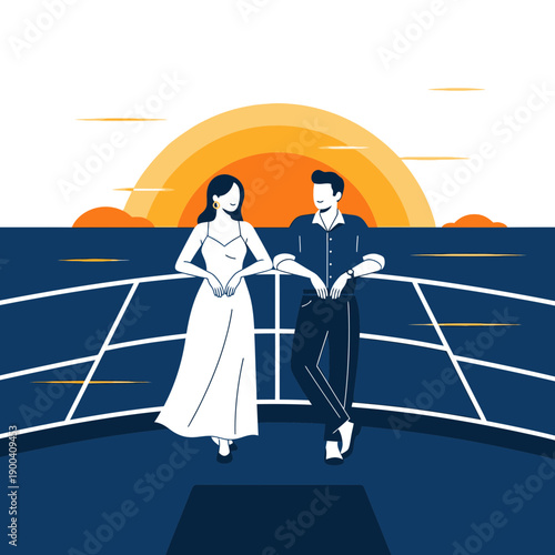 Couple Enjoys Romantic Sunset Cruise Scenic Ocean View